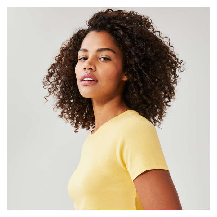 Aux Femmes T-shirt essentiel en coton biologique - Pastel Jaune